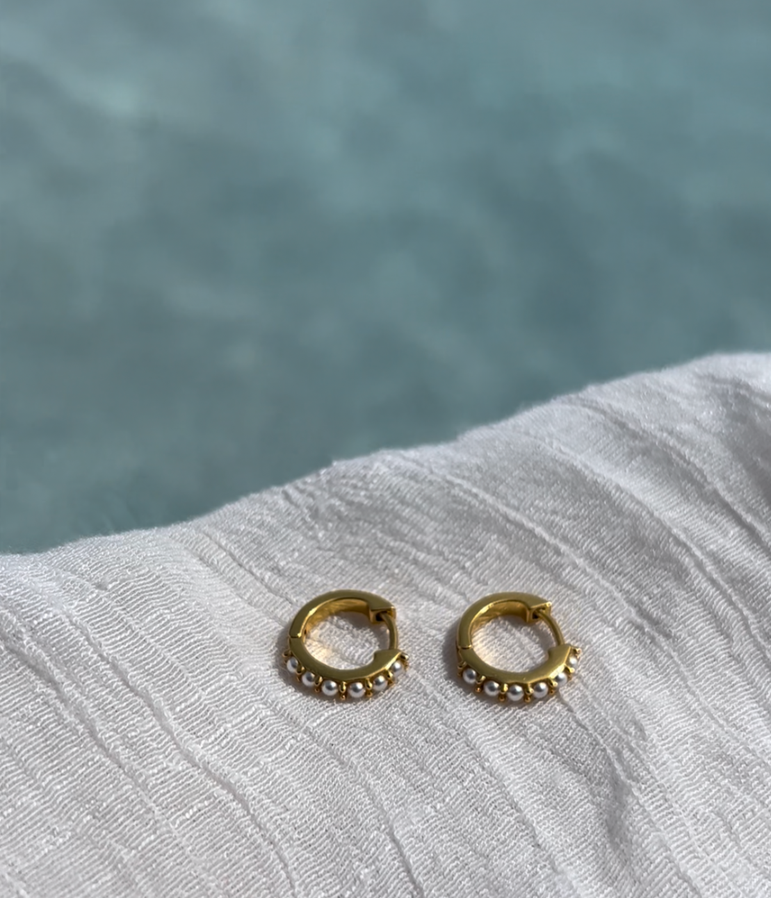 Pearl Huggie Hoop Earrings