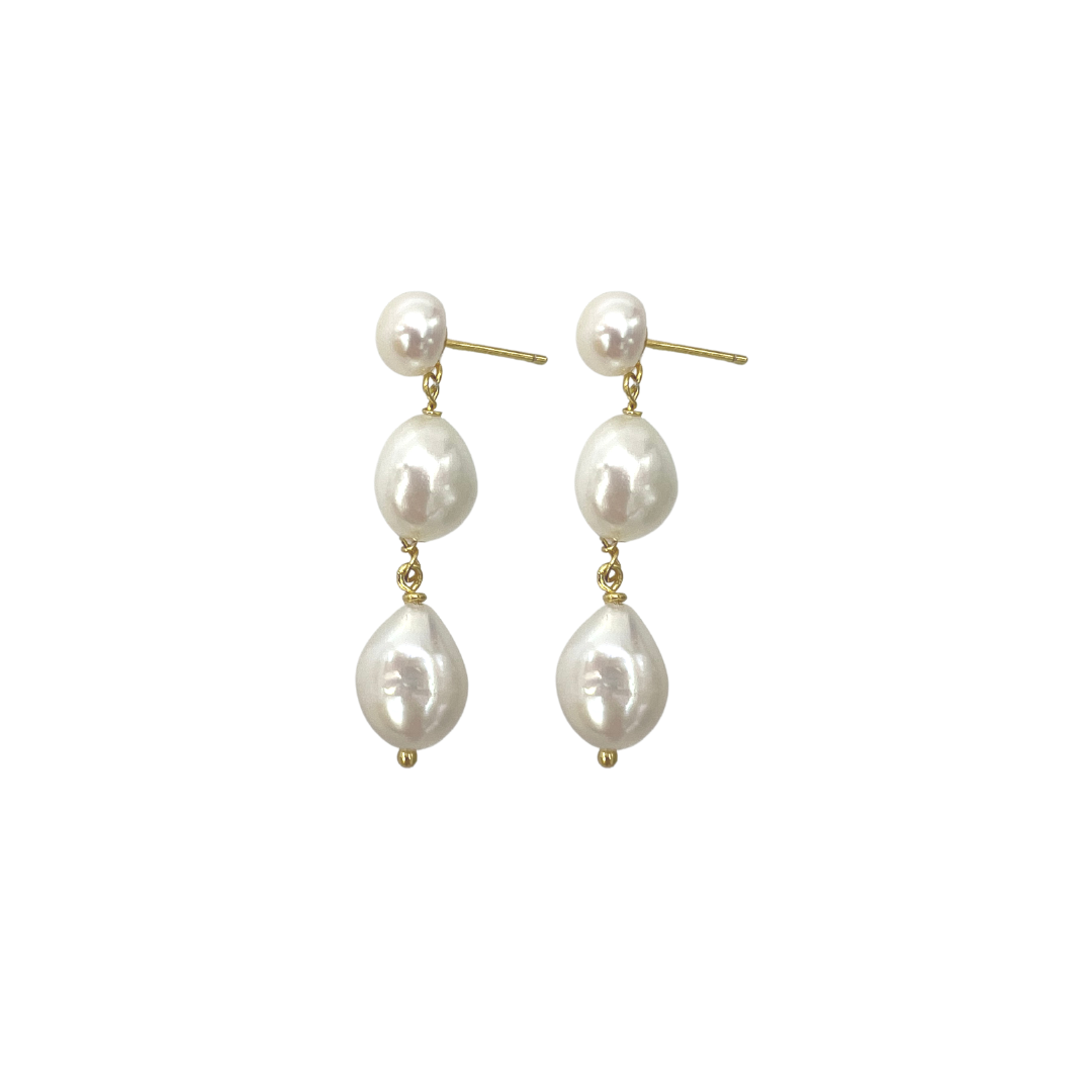 Triple Pearl Drop Earrings