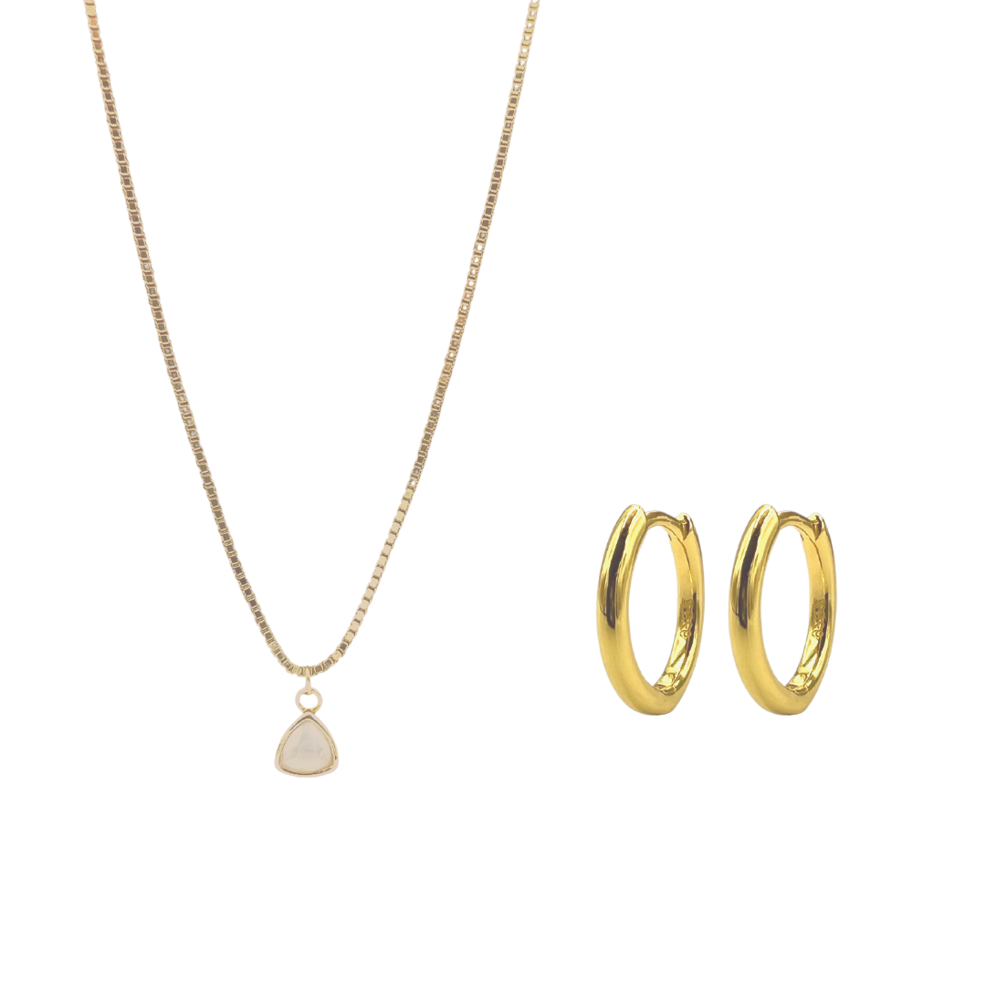 GIFT BUNDLE | MOONSTONE NECKLACE & ETERNITY HOOP EARRINGS