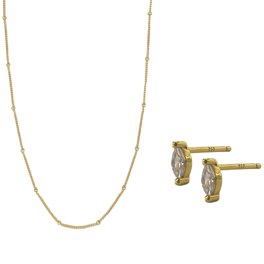 GIFT BUNDLE | DOTTED NECKLACE & MARQUISE STUDS