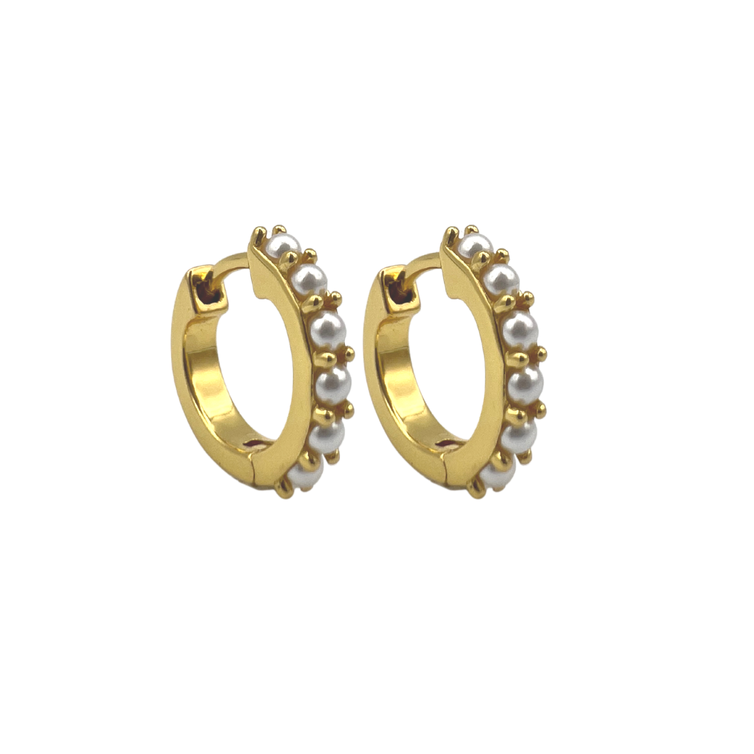 Pearl Huggie Hoop Earrings